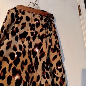 Cheetah Wrap Midi Skirt Sz M